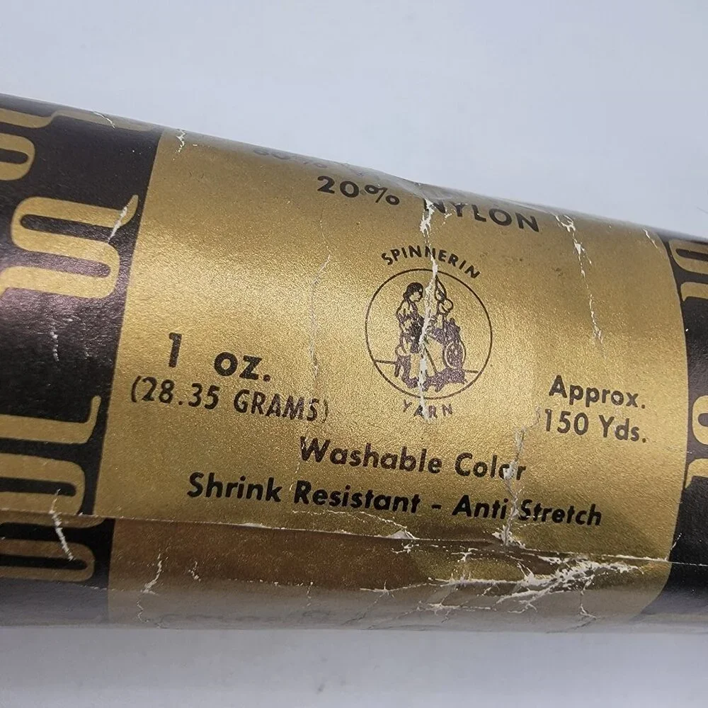 NEW Vintage Spinnerin Wool Yarn Brown 1 Oz. Skein Ambralon‎ Switzerland